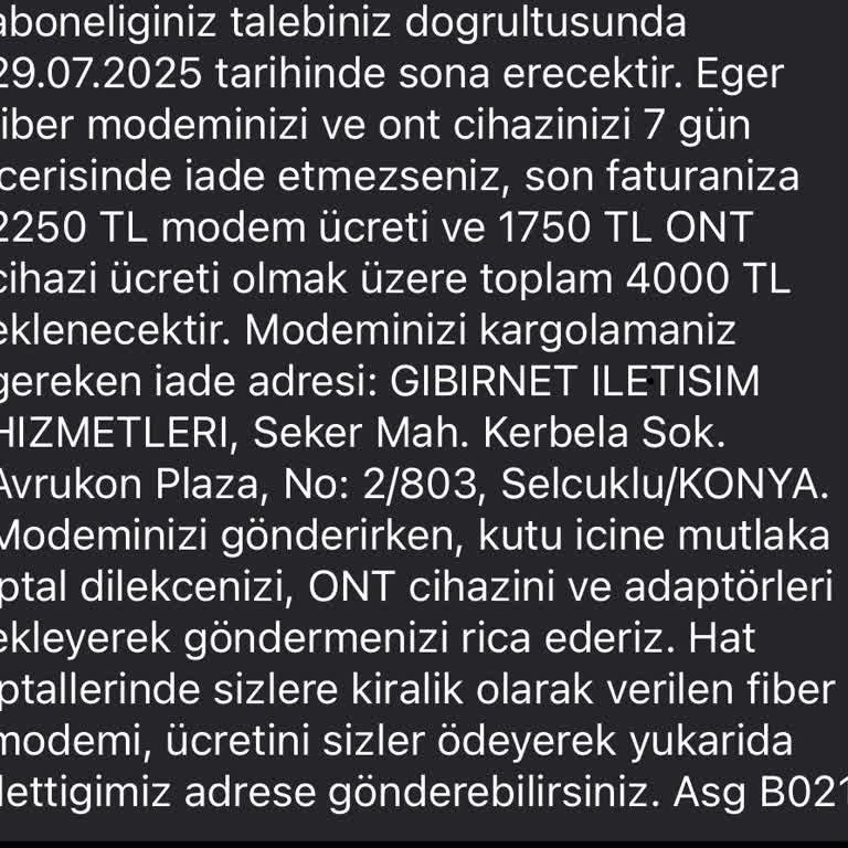 Gıbırnet Cihaz İadesinde Beklenmedik 150 TL Kargo Ücretiyle Mağdur Edildim
