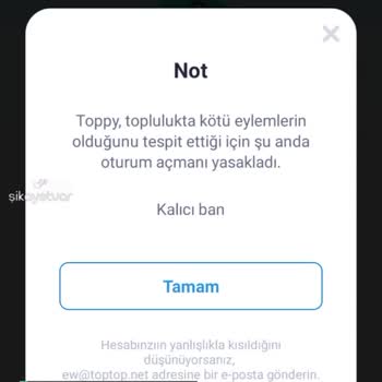 Toptop Geçici Olarak Banladım