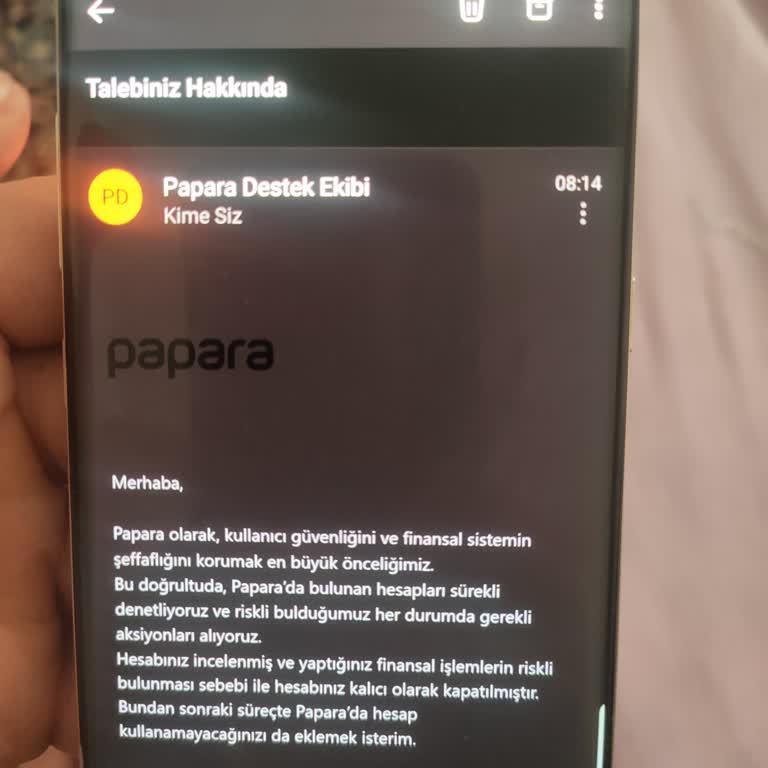 Papara Hesabım Haksız Yere Kapatıldı, Param Mağduriyetime Sebep Olarak Bloke Edildi