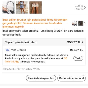 İade Tutarları Kartıma Yansıtılmadı, Mağduriyet Yaşıyorum