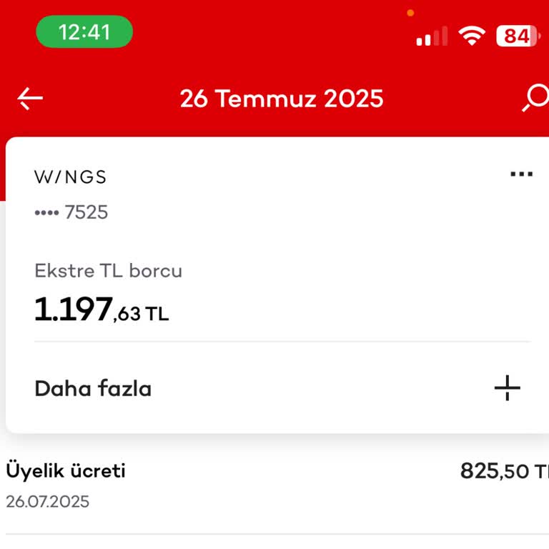 Kullanılmayan Wings Kartına Haksız Ücret Yansıtılması