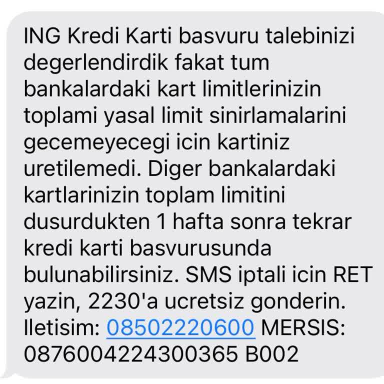 ING Pegasus Premium Kart Başvuruma Olumsuz Yanıt Verilmesinin Nedeni Nedir