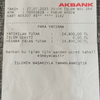 Akbank ATM'sinde Yatırılan Paranın Hesabıma Geçmemesi Nedeniyle Mağduriyet