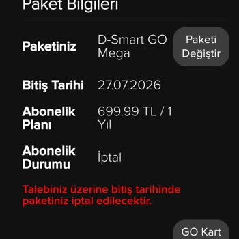 İptal Edilen D-Smart GO Üyeliği İçin İzinsiz Kart Çekimi Ve İade Sorunu