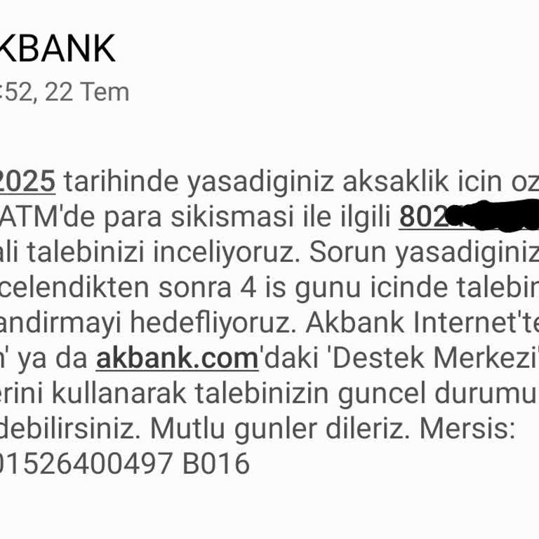ATM’de Sıkışan Para Ve Geciken İade Nedeniyle Mağduriyet Yaşıyorum