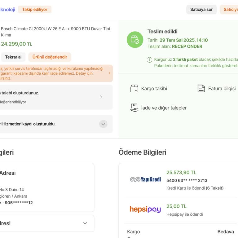 Bosch Klima İçin Kurulum Servisine Ulaşamıyorum, Şikayet Kaydı Dahi Açılamıyor