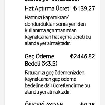 Vodafone Faturama Haksız Yüksek Gecikme Faizi Uygulandı