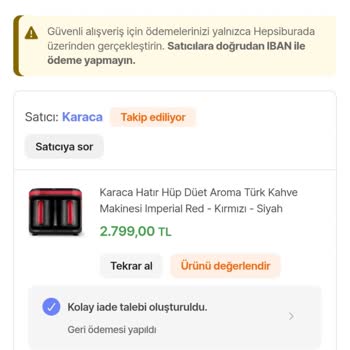 Hepsiburada Farklı Gönderilen Karaca Ürününe Değişim Talebi