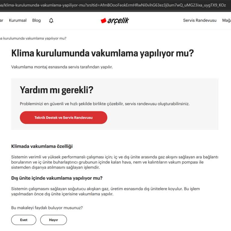 Klimamın Hatalı Montajı Sonucu Sürekli Servis Sorunu Ve Ürün Değişimi Talebi