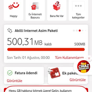 Hediye İnternet Bitmeden Aşım Ücreti Yansıtıldı, Mağduriyet Yaşadım