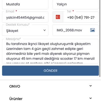 Onvo OV12 Scooter Beklentileri Karşılamıyor, Servis Ve Destek Yetersiz