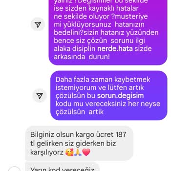 Yanlış Ürün Gönderimi Ve Değişim Sürecinde Ekstra Kargo Ücreti Problemi