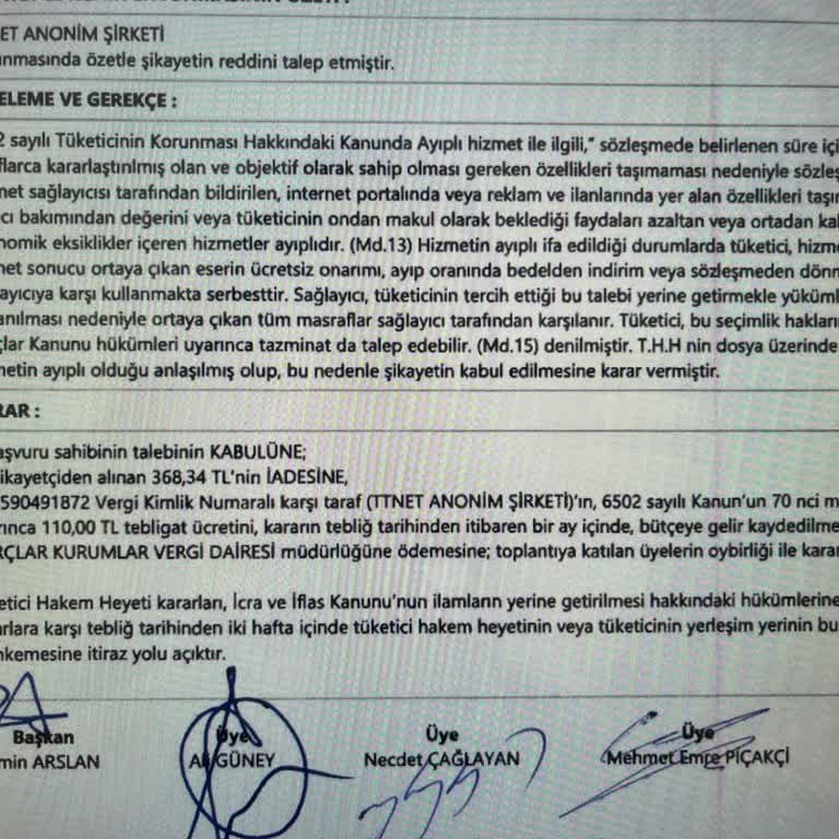 Hakem Heyeti Kararına Rağmen İade Edilmeyen Ücret Mağduriyeti