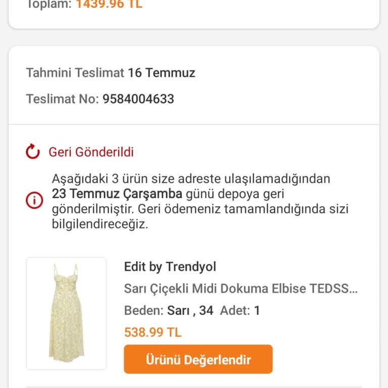 Trendyolmilla Yanlış Adres Nedeniyle Kayıp Kargo ve İade Sorunu