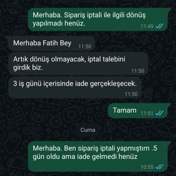Sipariş İptali Sonrası Para İadesi Yapılmadı, İletişime Geçilmiyor