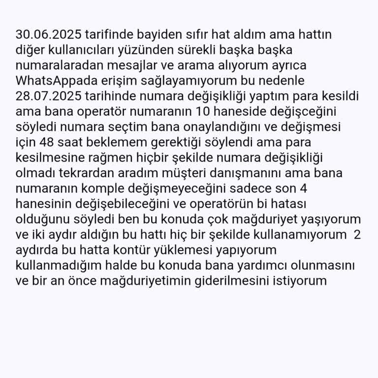 Yeni Aldığım Vodafone Hattı Kullanamıyorum Mağduriyetim Giderilmiyor