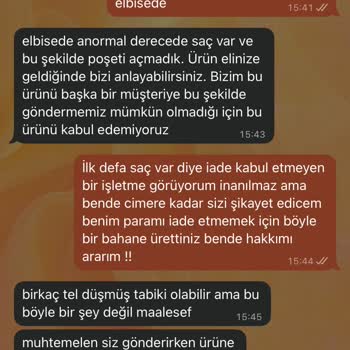 Elbise İadesinde Saç Nedeniyle Para İadesi Reddedildi