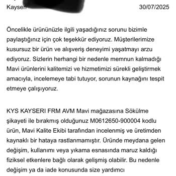 Aldığım Üründe Defo Var Değişim Yapılmadı