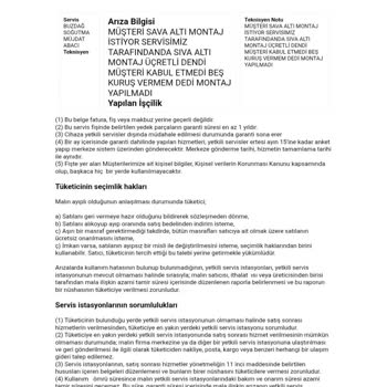 Ücretsiz Montaj Vaadi Yerine Getirilmedi, Mağdur Edildim