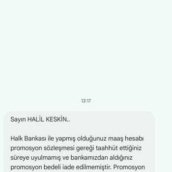 Halkbank'ın Promosyon İadesinde Müşteriye Yetersiz Bilgilendirme Ve Baskı