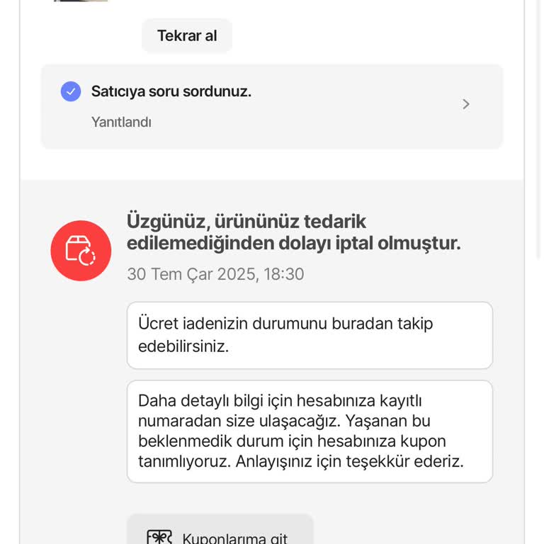 Siparişimin Sebepsiz İptali Ve Uzun Bekleme Süresi