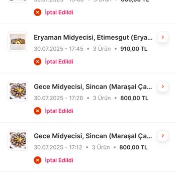 Siparişlerin Sürekli İptal Edilmesi Ve Soğuk Yemek Sorunu