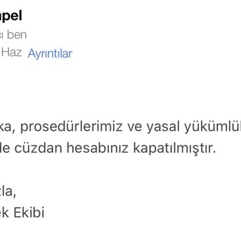 Hesabım Para Varken Haber Verilmeden Kapatıldı