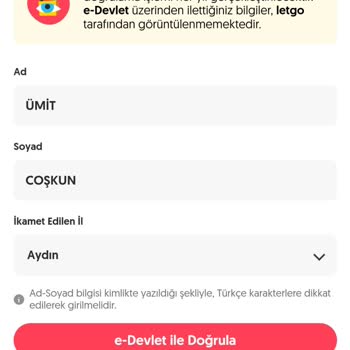 Letgo'da E-Devlet Doğrulama Sorunu Nedeniyle Paramı Alamıyorum