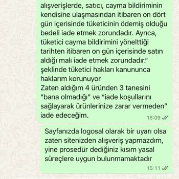 Abiye Merkezi'nden Aldığım Ürünlerde İade Hakkım Engellendi