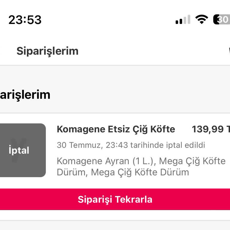 Siparişim Teslim Edilmeden İptal Edildi, Aç Kaldık!