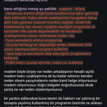 Çalınan Hesabımın Haksız Şekilde Kalıcı Olarak Kapatılması Ve Destek Eksikliği