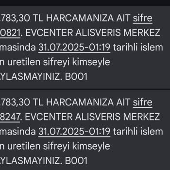 Evcenter'den Habersiz Kredi Kartı İşlemi Ve Güvenlik Endişesi