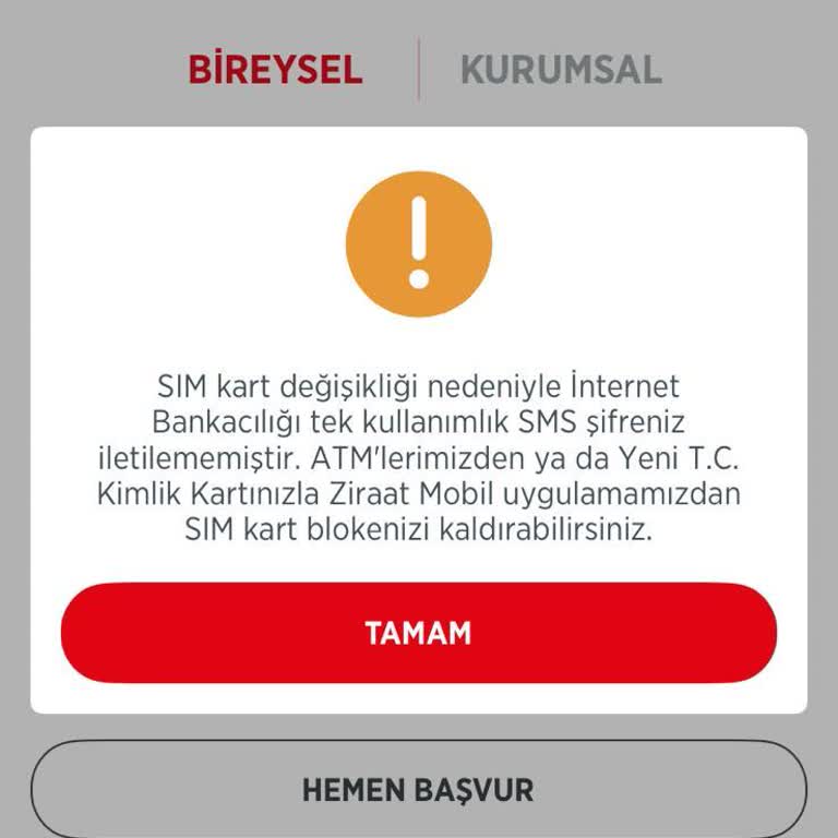 Sim Kart Blokesinden Dolayı Ziraat Hesabıma Erişemiyorum