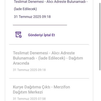Kargo Teslim Edilmeden Siparişim İade Edildi