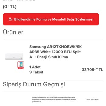 Kampanyalı Klima Siparişinde Hediye Telefonum Teslim Edilmedi