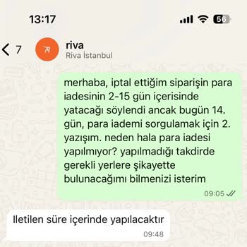 İade Sürecinde İlgisizlik Ve Gecikme Yaşatan Firma