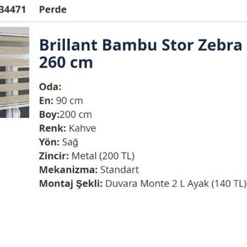 Yanlış Renk Ve Ekipmanla Gelen Zebra Perde Siparişi