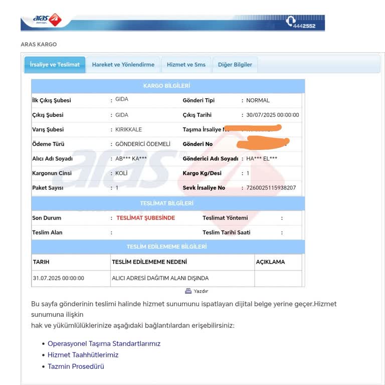 Aras Kargo Kırıkkale Şubesi: Sürekli Teslimat Sorunları Ve Çözüm Eksikliği