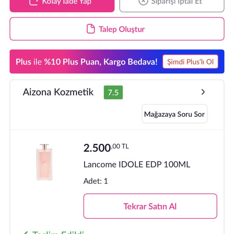 Pazarama'dan Aldığım Parfüm Sahte Ve Eksik Çıktı, İade Süreci Çözülmüyor