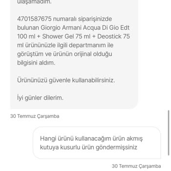 Aldığım Parfüm Seti Akmış Halde Teslim Edildi, İade Talebim Karşılanmadı