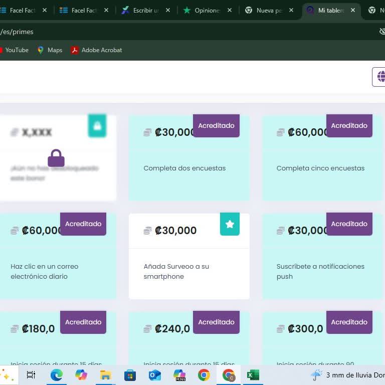 Bonificaciones no pagadas en  Surveoo.com, necesito una solución