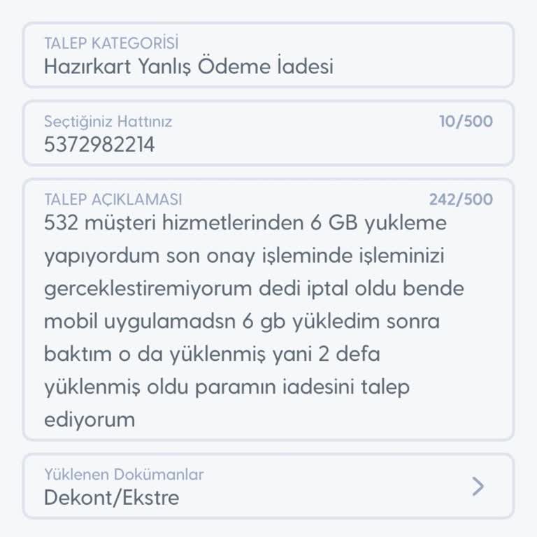 6 GB Yükleme Sonrası İade Edilmeyen Ücret Mağduriyeti