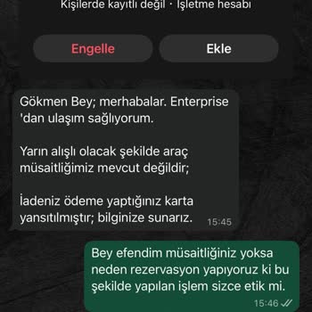 Enterprise Rent A Car Rezervasyon İptalleri Ve Mağduriyet Yaşadım
