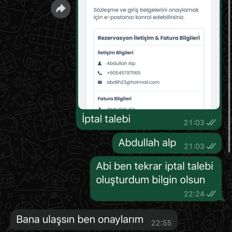 Rezervasyon İptalinde Yetersiz Destek Ve Yanıltıcı Bilgilendirme