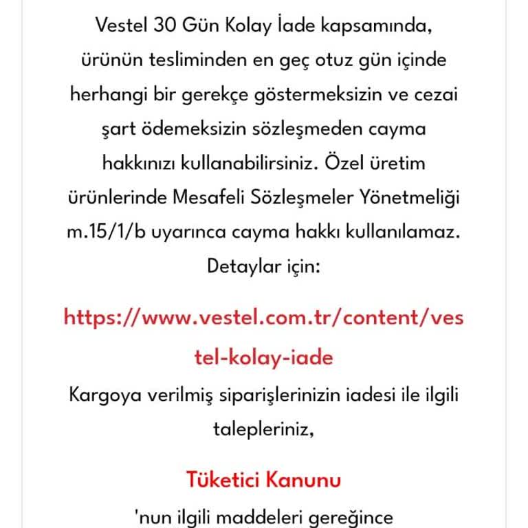 Vestel Mağazasından Alınan Hava Serinletici Ve Isıtıcının İadesi Kabul Edilmedi