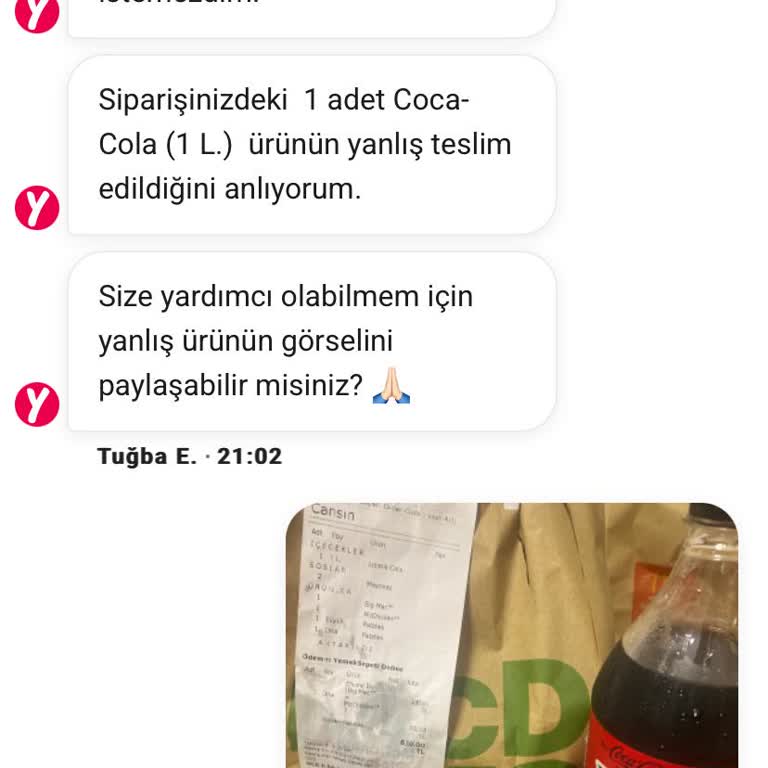 Yemeksepeti Üzerinden McDonalds Siparişimde Tekrar Yanlış İçecek Gönderildi