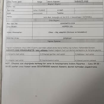 Keenetic Hopper DSL Cihazım Arızalandı, Servis Destek Vermedi