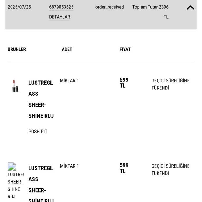 Sipariş Sonrası Stokta Yok Bildirimi Yapılmadı, Bilgilendirme Eksikliği Yaşadım