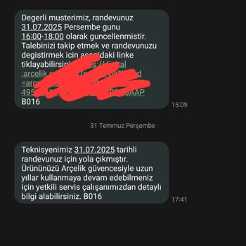 Arçelik Servisinden Randevuya Gelmeyen Umursamazlık