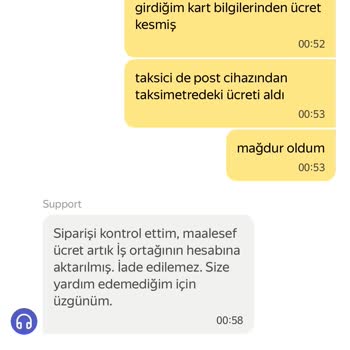 Yandex Go Yolculuğunda Çifte Ücretlendirme Ve İade Sorunu